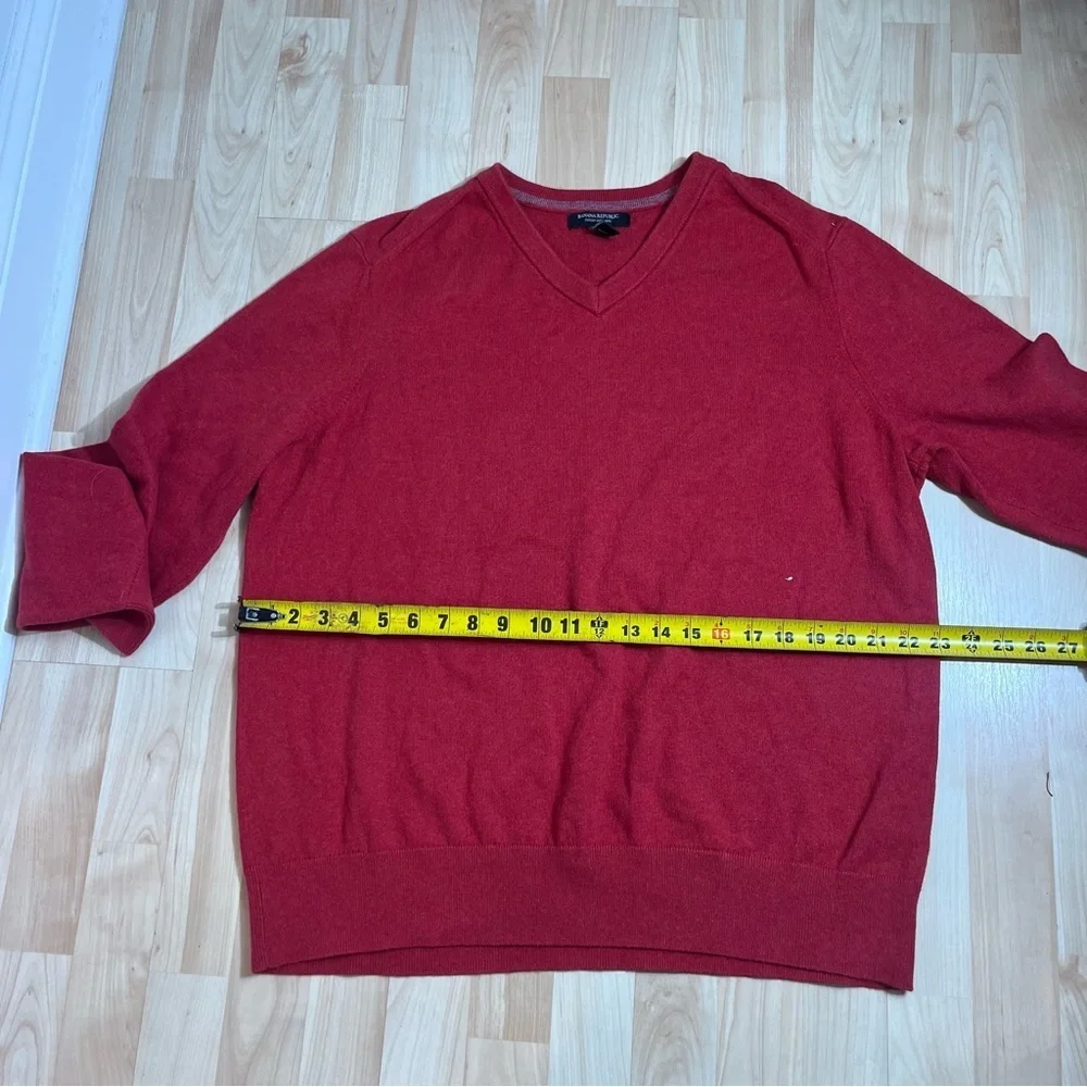Banana Republic Men’s Red Vneck Cotton Cashmere Long Sleeve Sweater Size XL